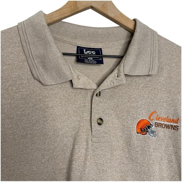 Vintage Cleveland Browns Football Tan Polo Collared Shirts men’s size XL - Picture 3 of 6